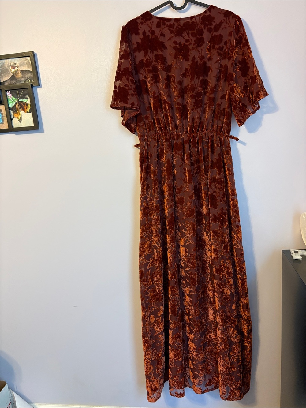 Baltic Born Uma Velvet Maxi Dress in Copper Floral size L - Picture 13 of 16